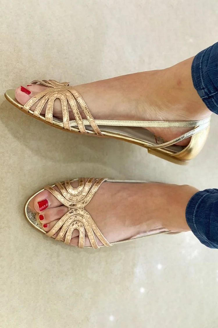 Eleonora | Sommerliche hellgoldene Sandalen