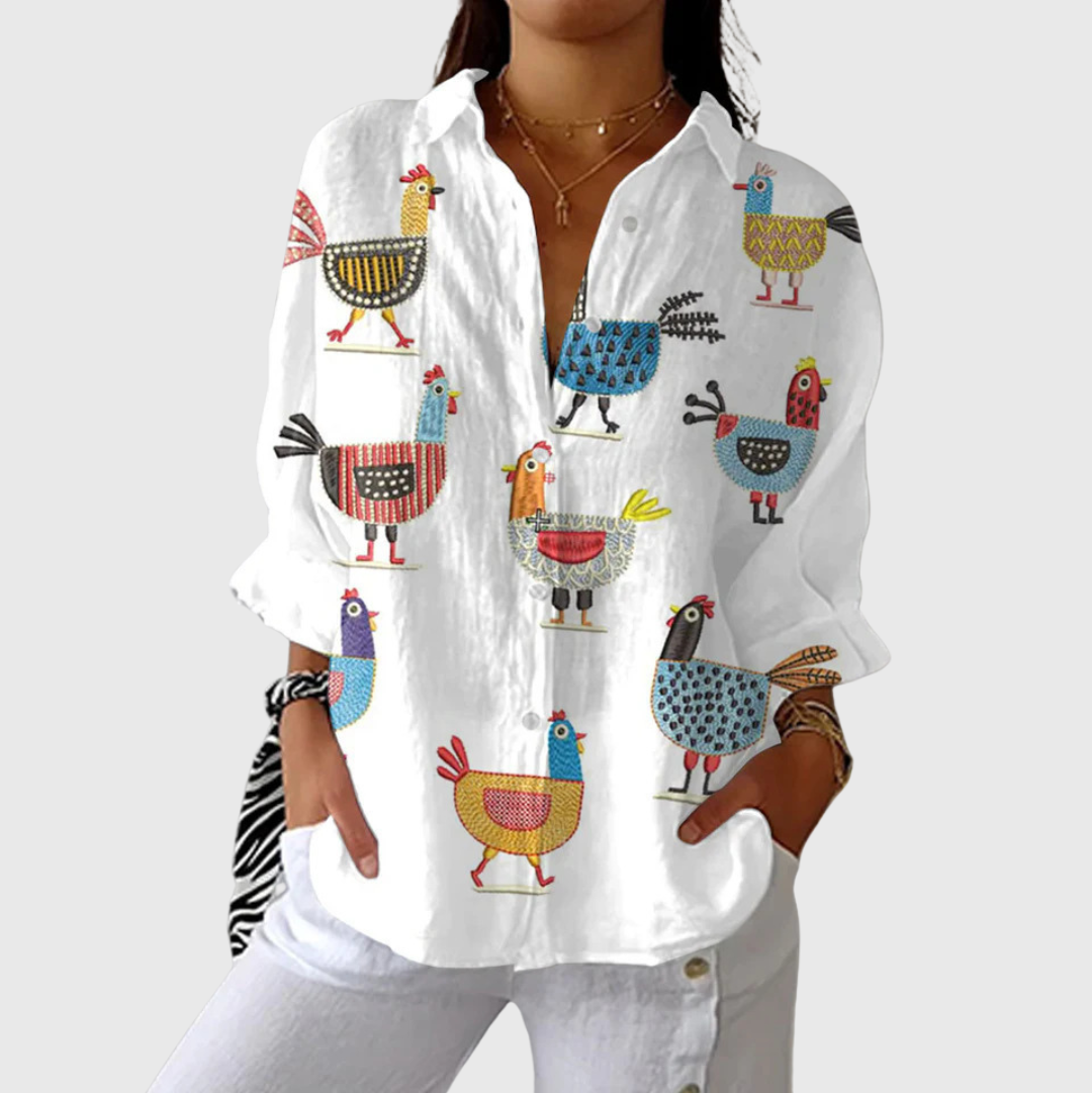 Leichte und farbenfroh bedruckte Bluse