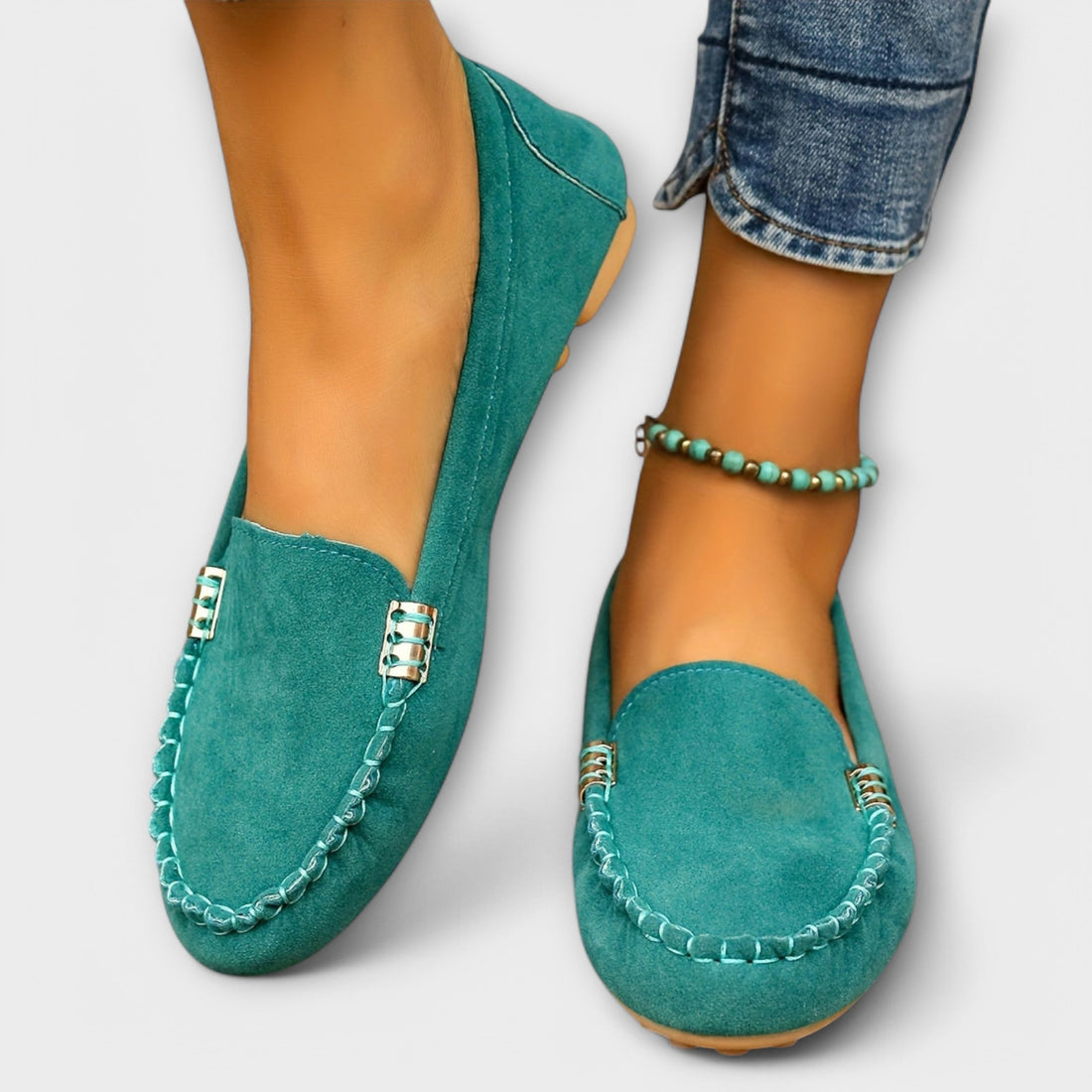 Bertlinde - Türkisfarbene Wildleder-Loafer