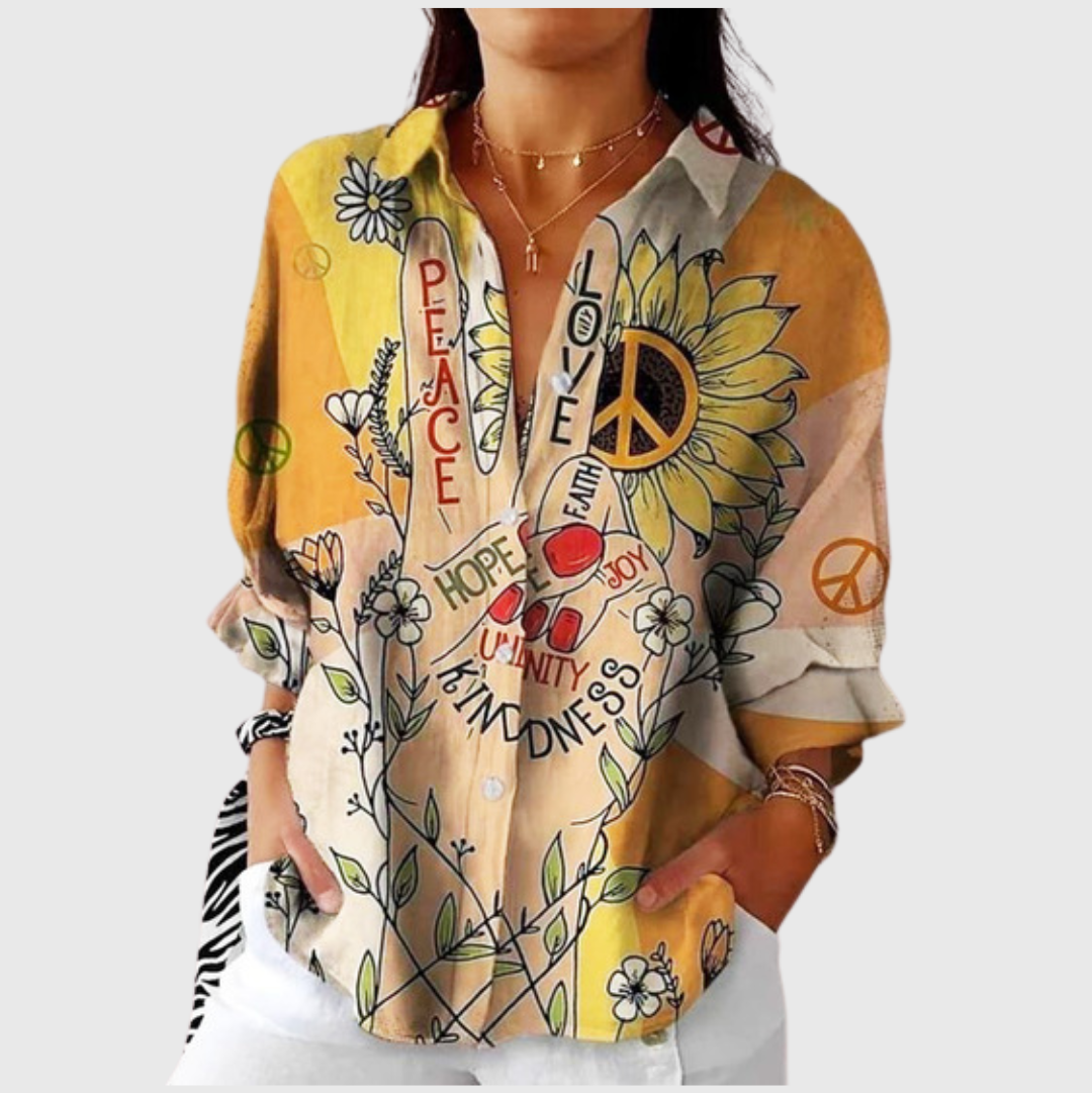Leichte und farbenfroh bedruckte Bluse