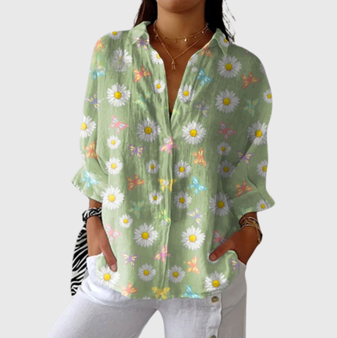 Leichte und farbenfroh bedruckte Bluse