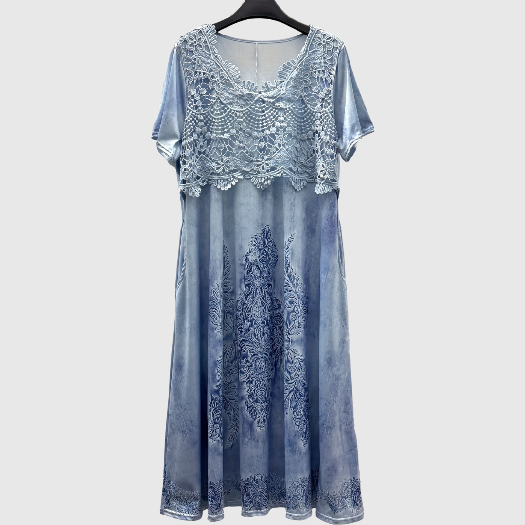 INDIGO | ELEGANTES BLUMEN-MIDI-KLEID