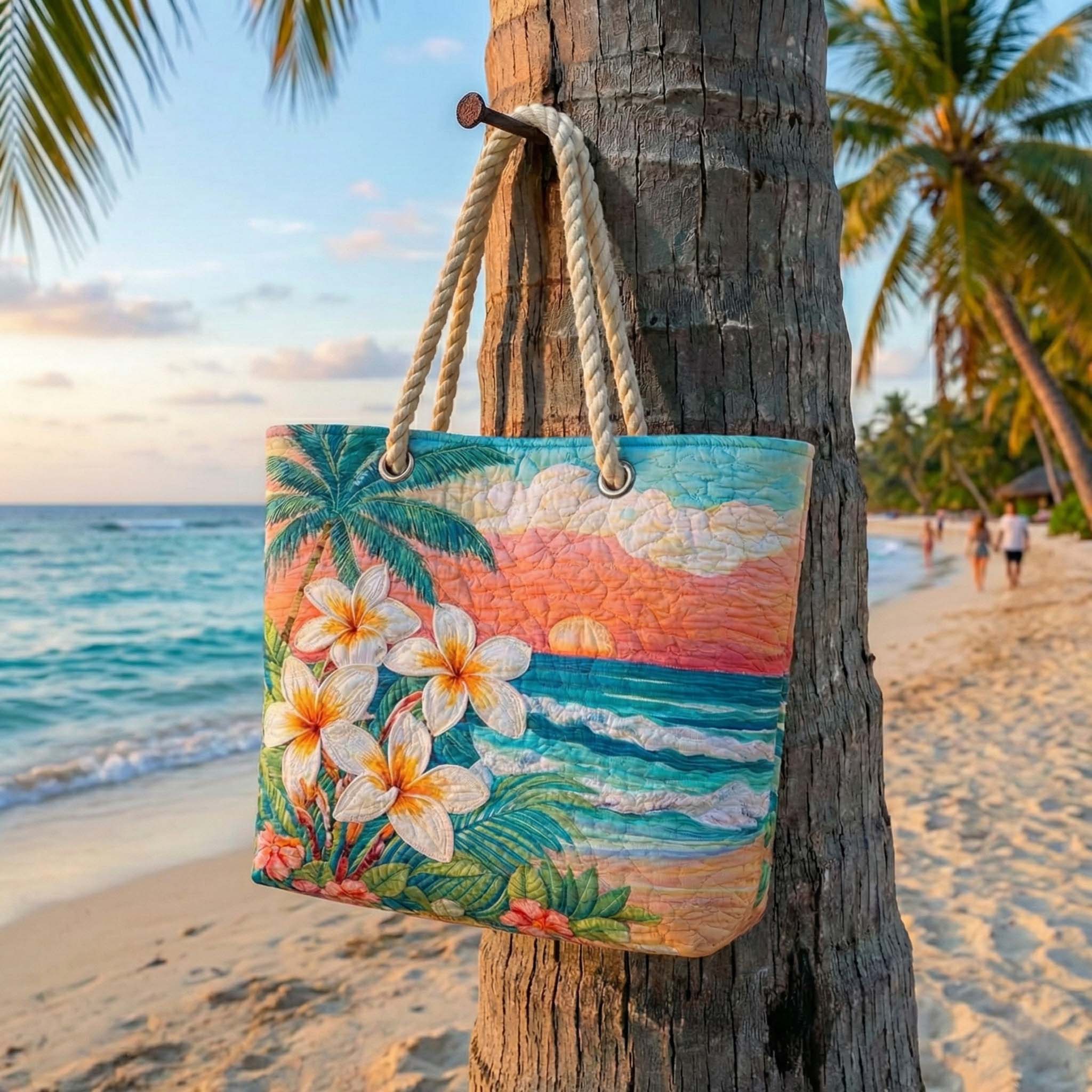 Handgefertigte Strandtasche | Tropisches Flair