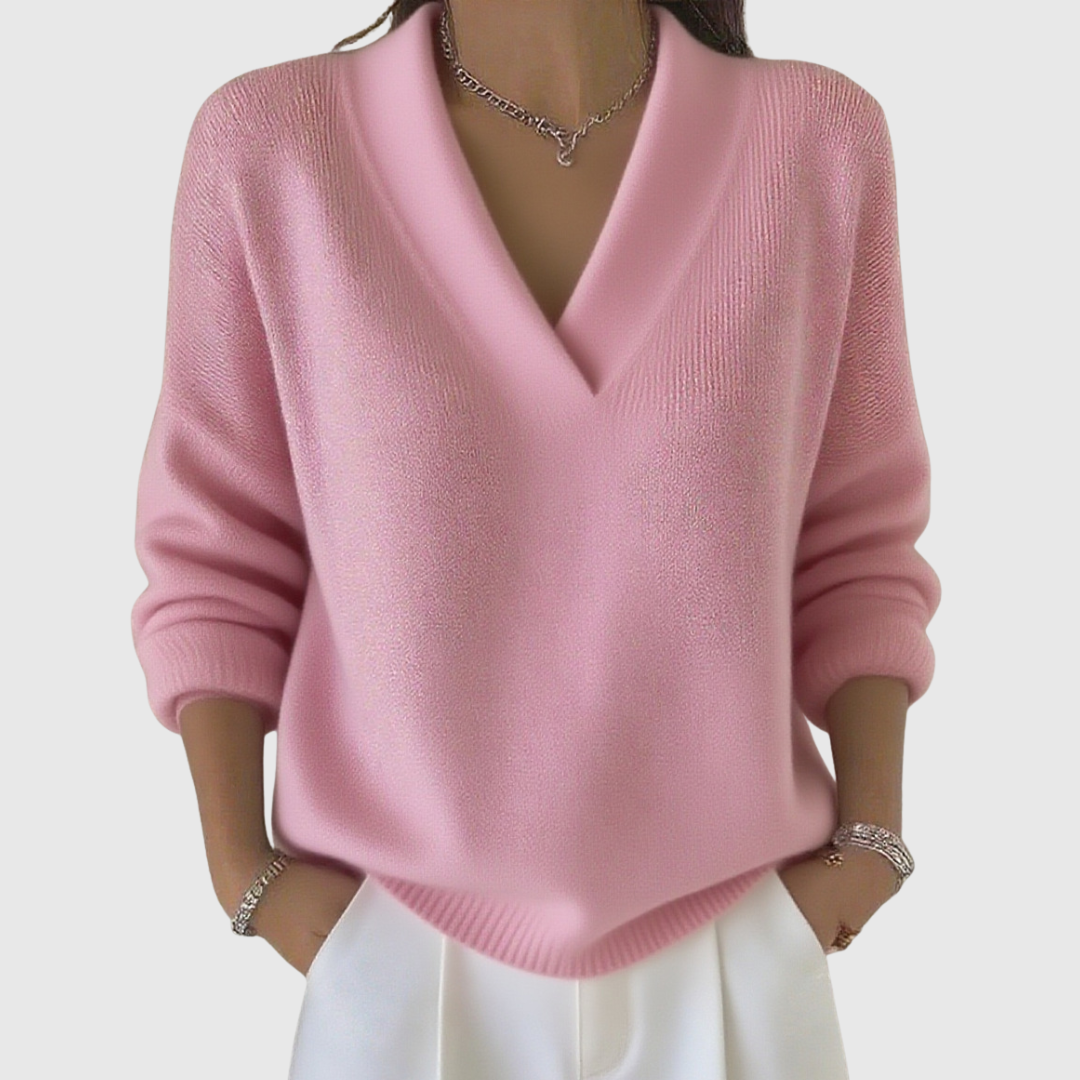 Faye | Weicherer V-Ausschnitt-Pullover in lockerer Passform