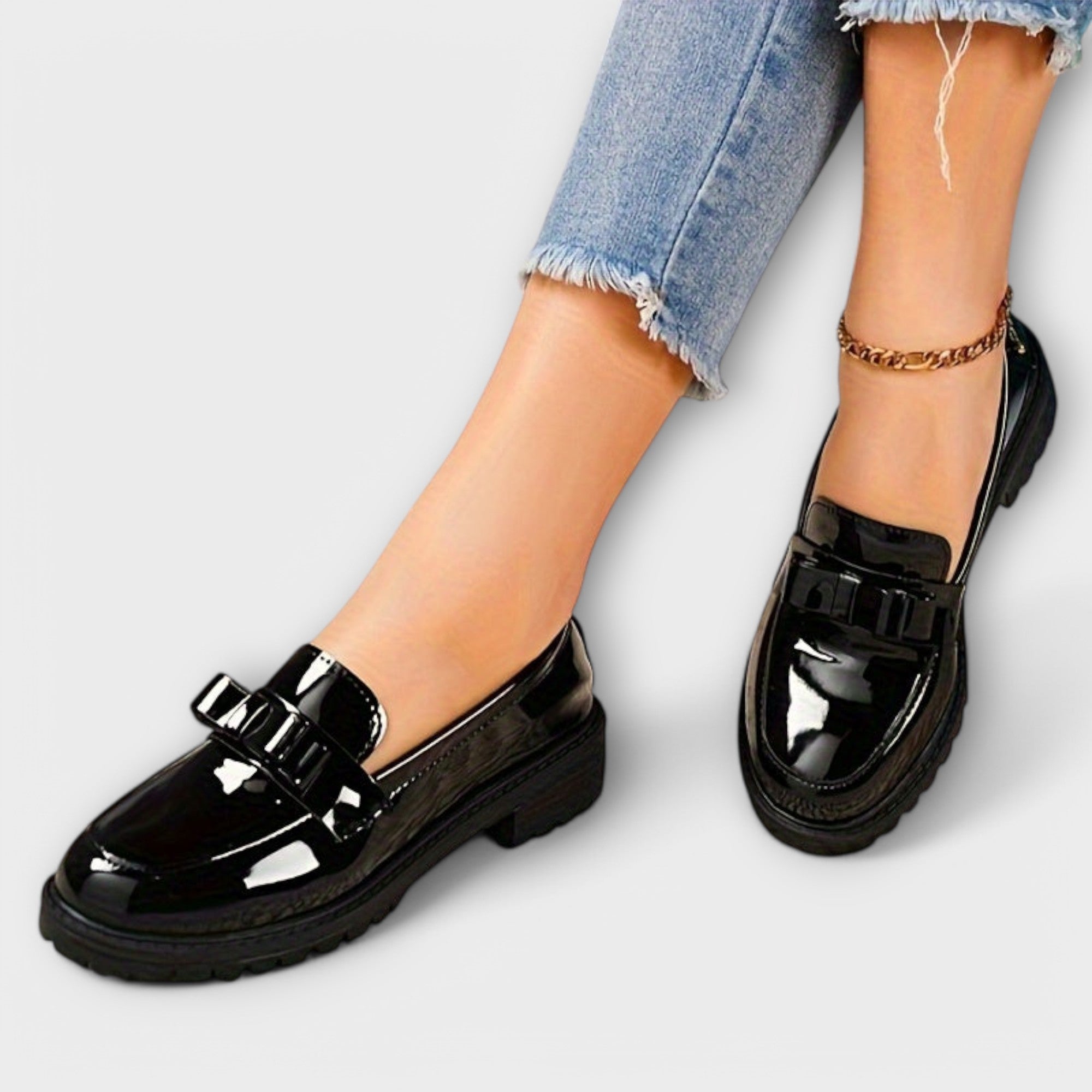 Brunhild - Burgunderrote Lackleder-Loafer