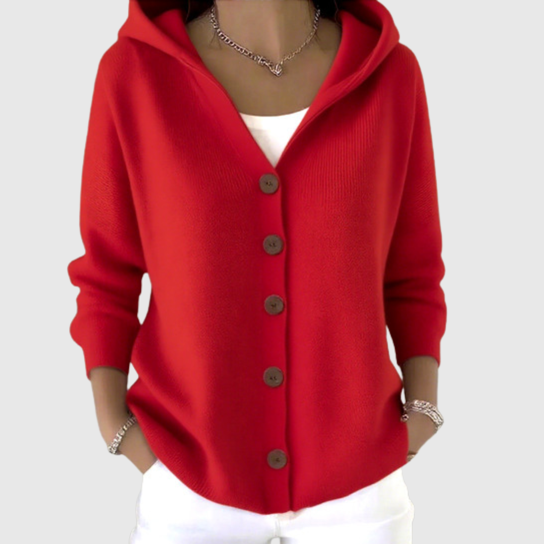 Bequeme Strickjacke mit Kapuze