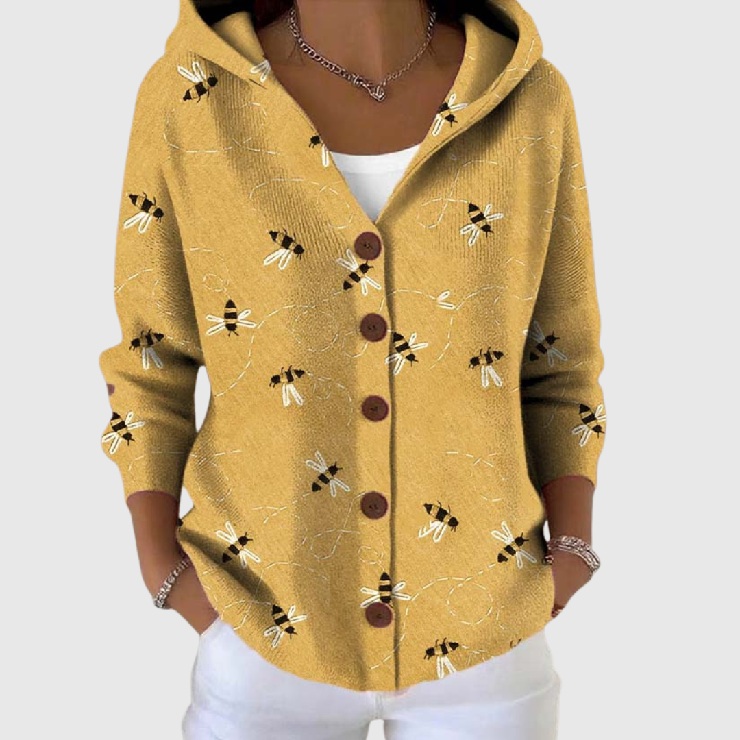 Bequeme Strickjacke mit Kapuze