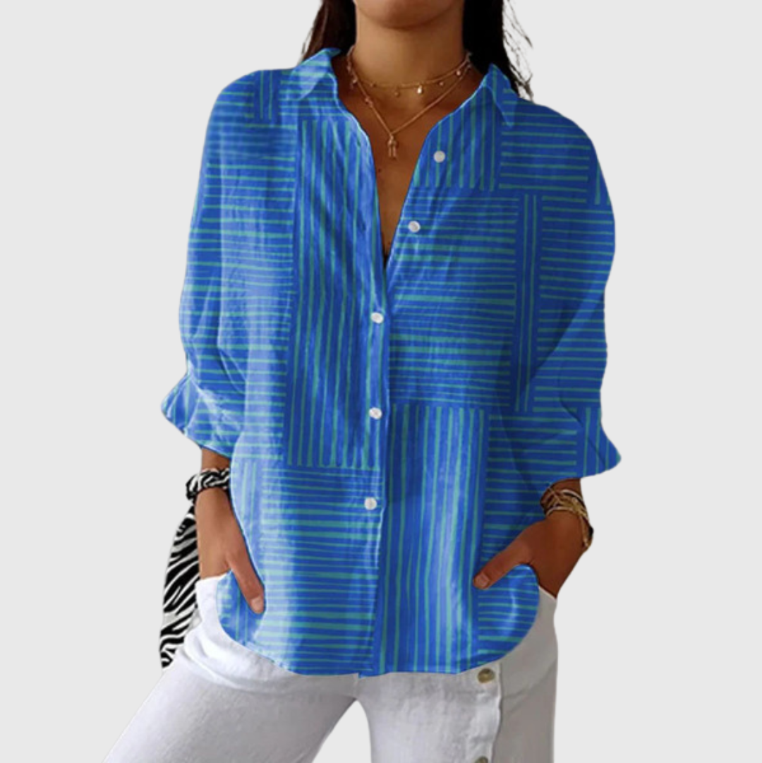 Leichte und farbenfroh bedruckte Bluse