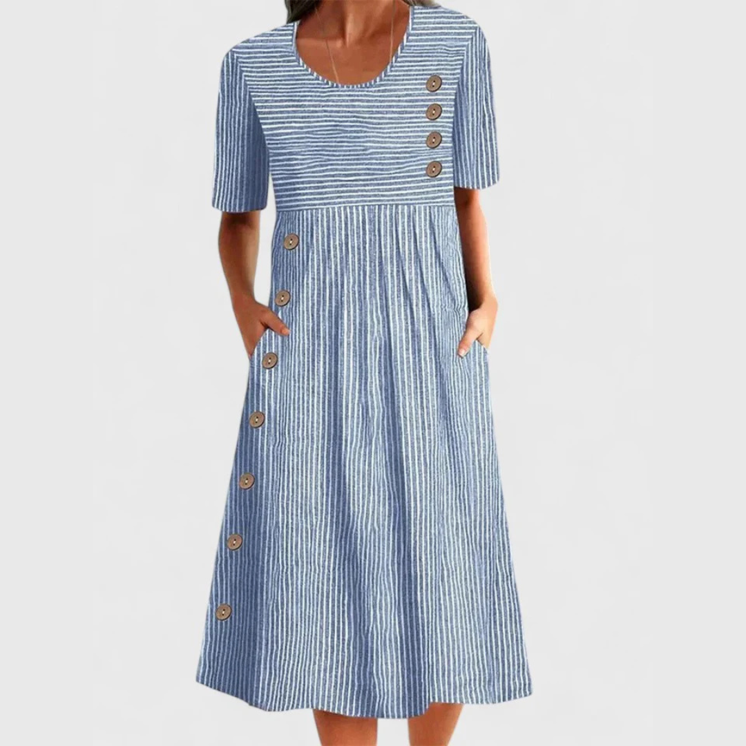 JARNA | MIDI-KLEID GESTREIFTES