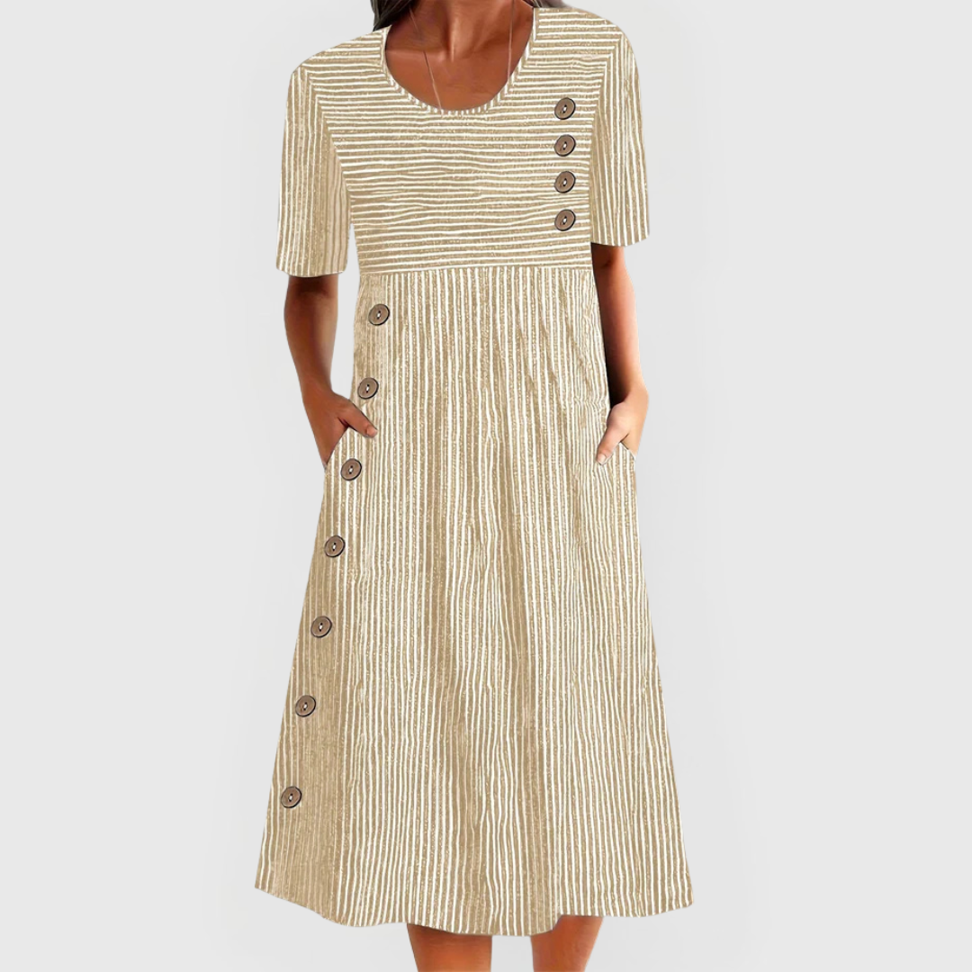JARNA | MIDI-KLEID GESTREIFTES