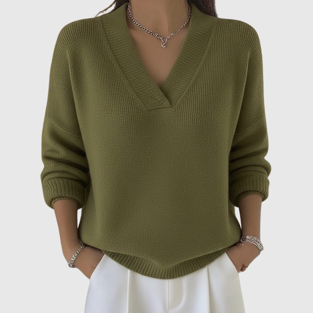 Faye | Weicherer V-Ausschnitt-Pullover in lockerer Passform