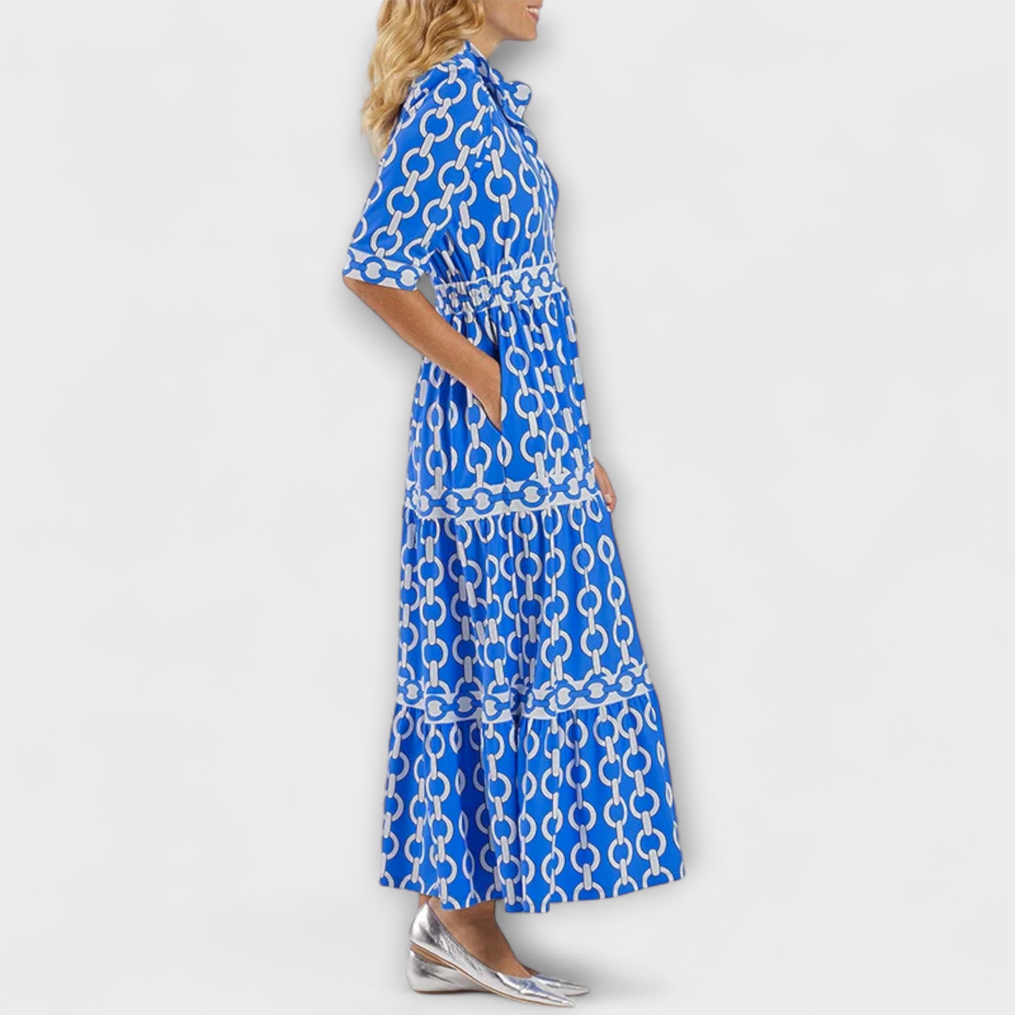 JULIANA | MIDI-KLEID MIT KETTENMUSTER