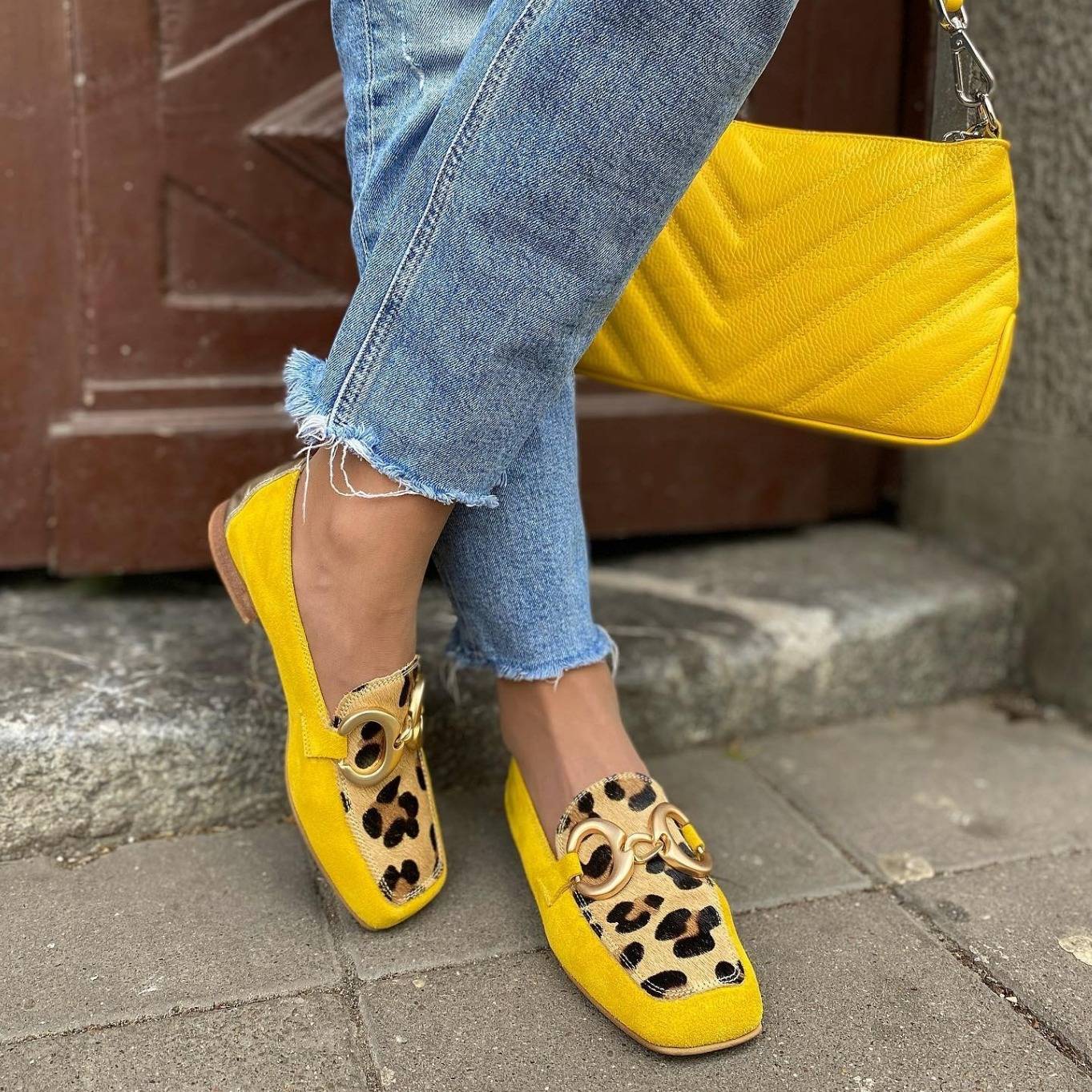 Roswitha - Gelber Loafer mit Leopardenmuster