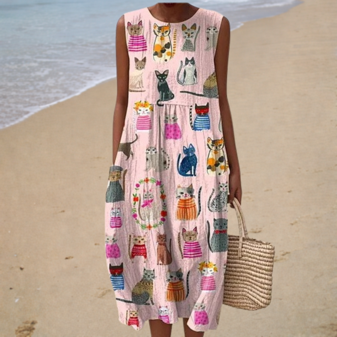 Bequemes ärmelloses Sommerkleid