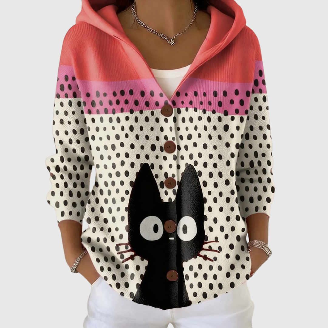 Bequeme Strickjacke mit Kapuze