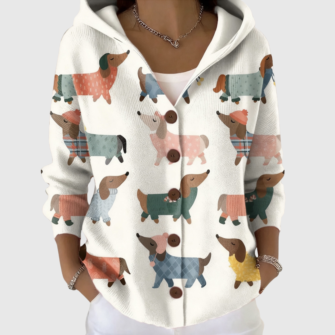 Bequeme Strickjacke mit Kapuze