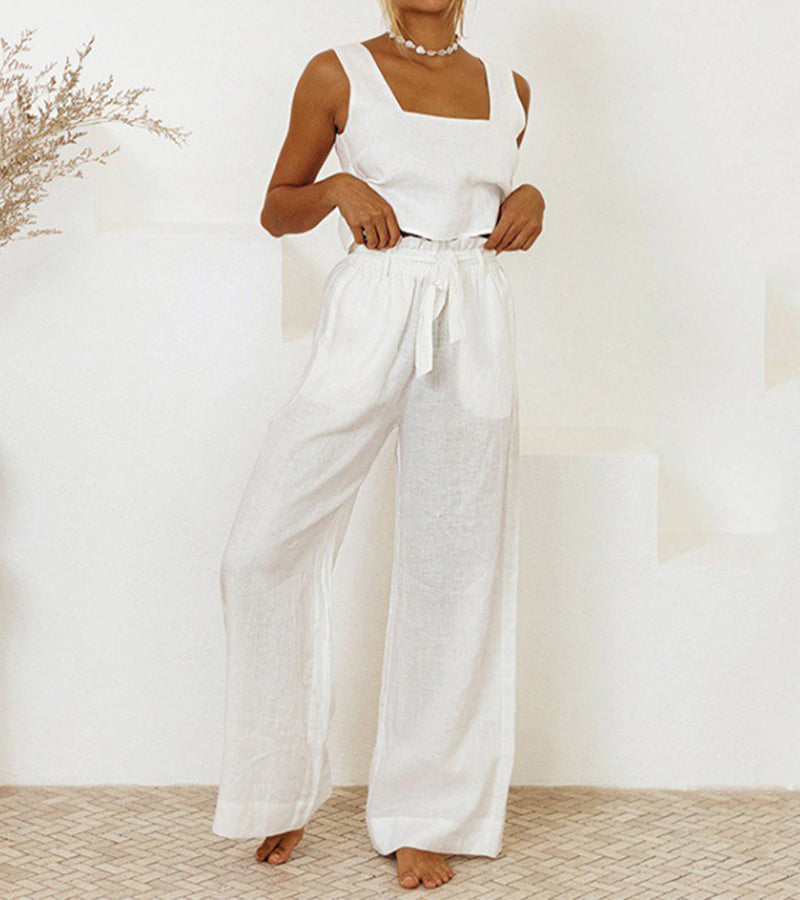 Megan - Minimalistisches Oberteil und ausgestellte Hose (Set)