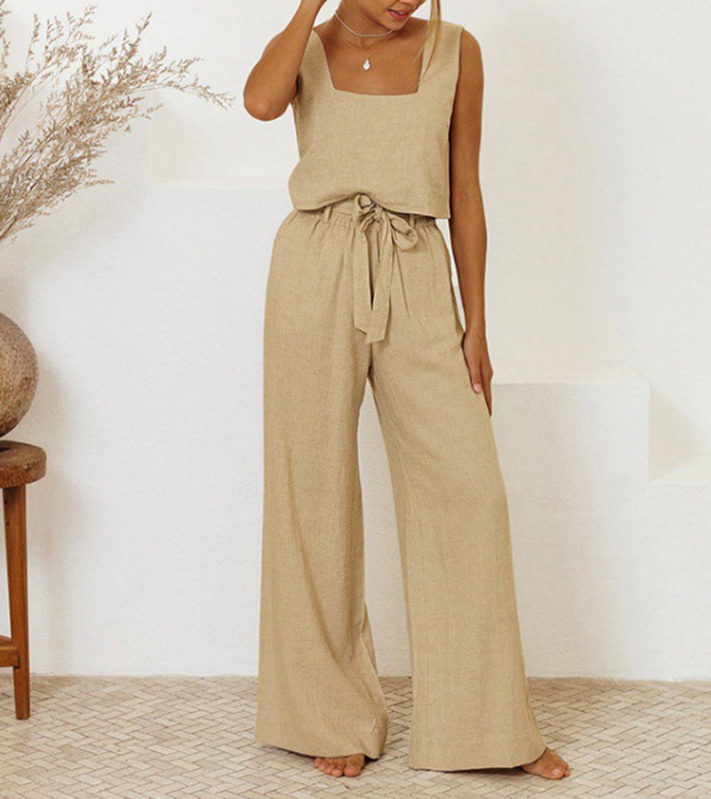 Megan - Minimalistisches Oberteil und ausgestellte Hose (Set)