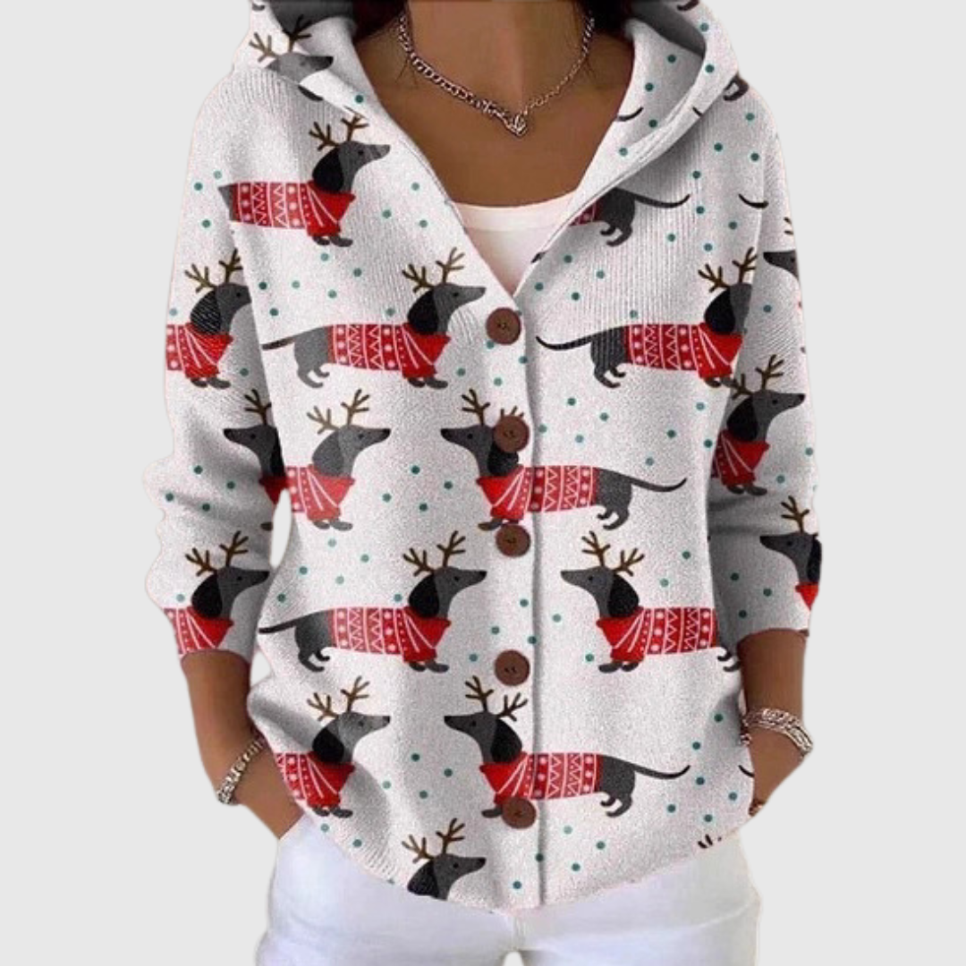 Bequeme Strickjacke mit Kapuze