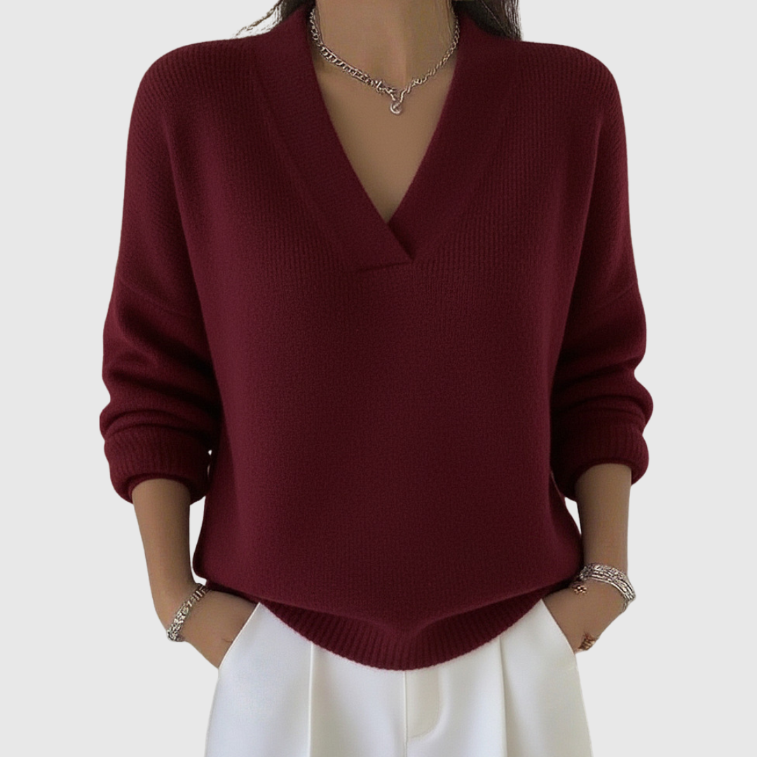 Faye | Weicherer V-Ausschnitt-Pullover in lockerer Passform