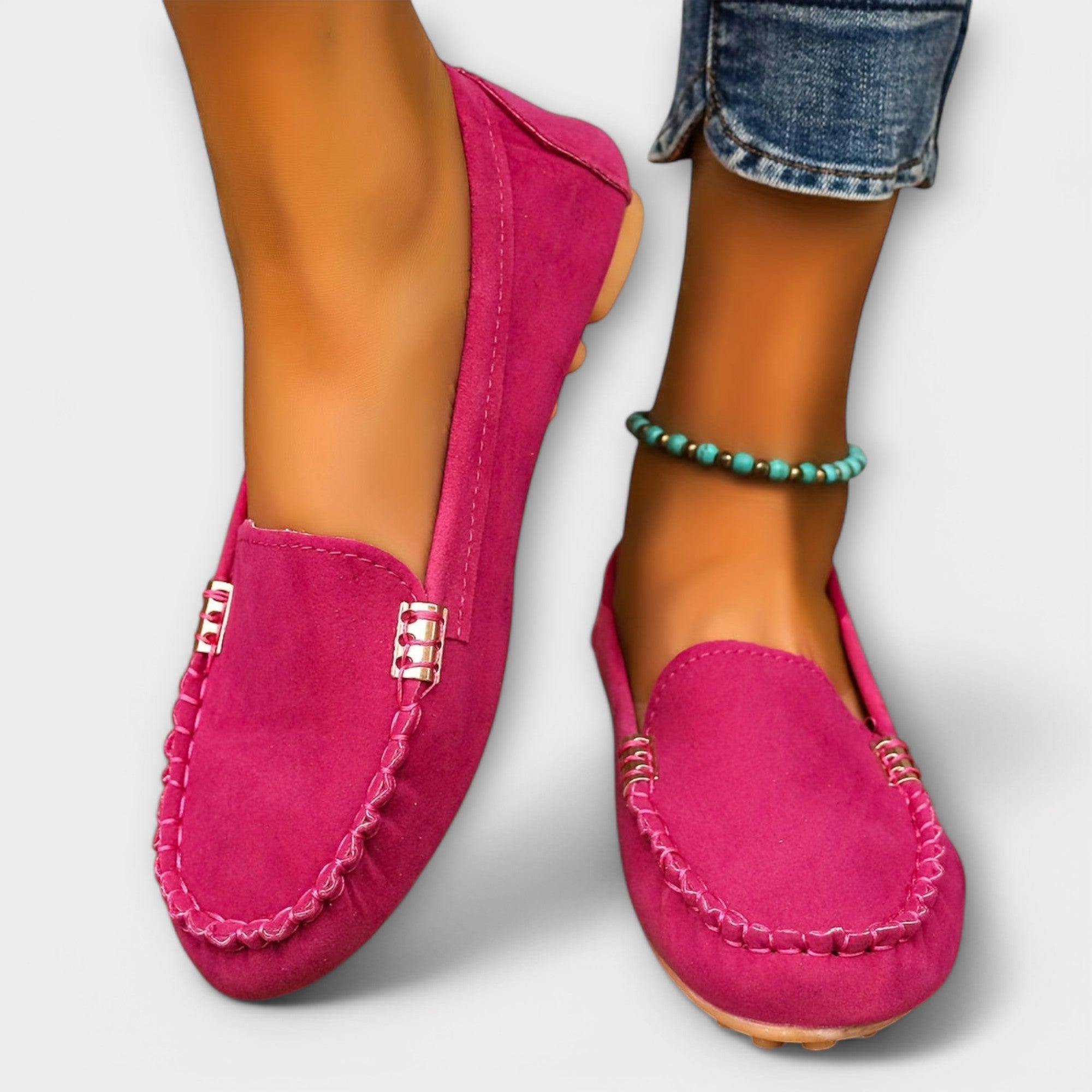 Bertlinde - Türkisfarbene Wildleder-Loafer