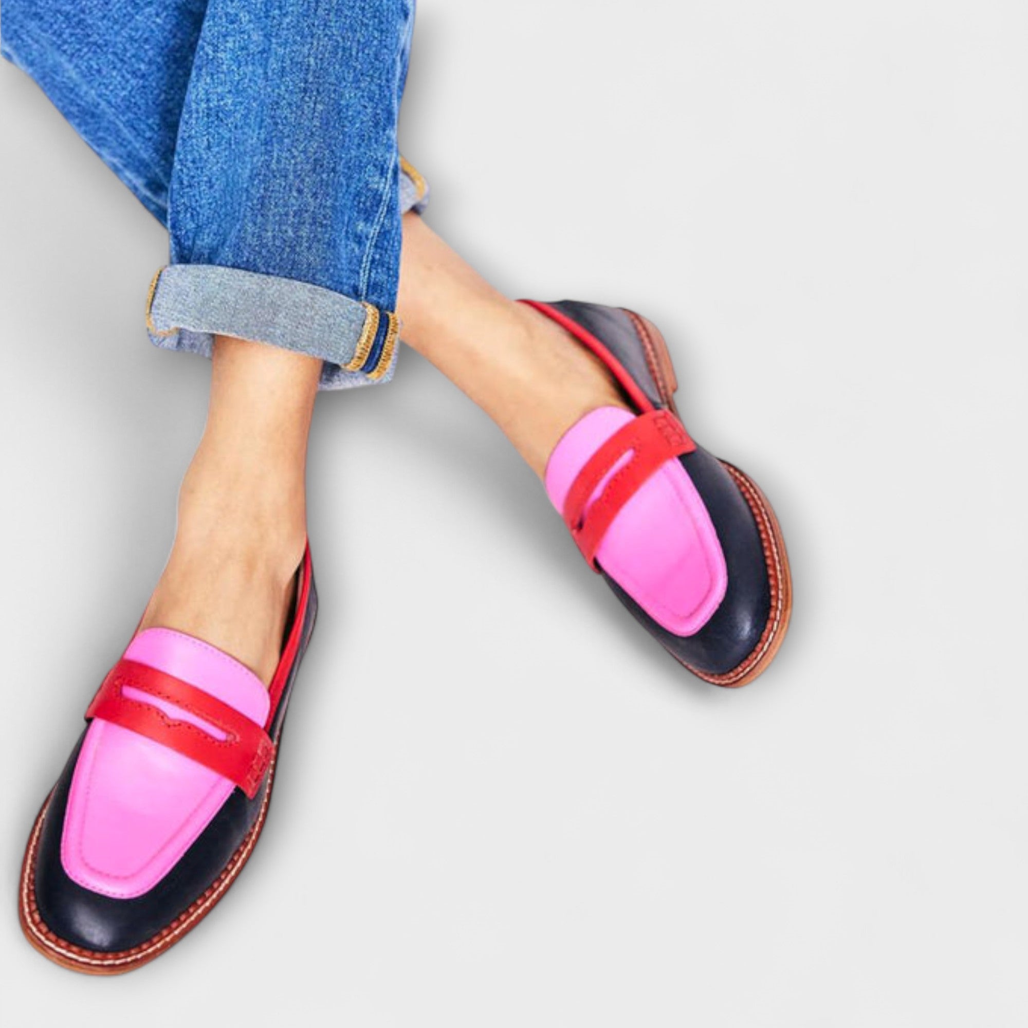 Brunhilde - Der pinkfarbene Colorblock-Hausschuh