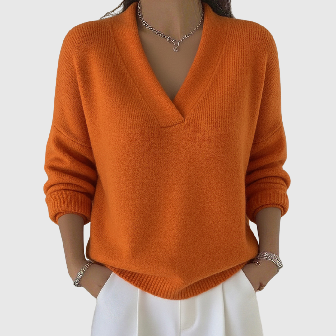 Faye | Weicherer V-Ausschnitt-Pullover in lockerer Passform