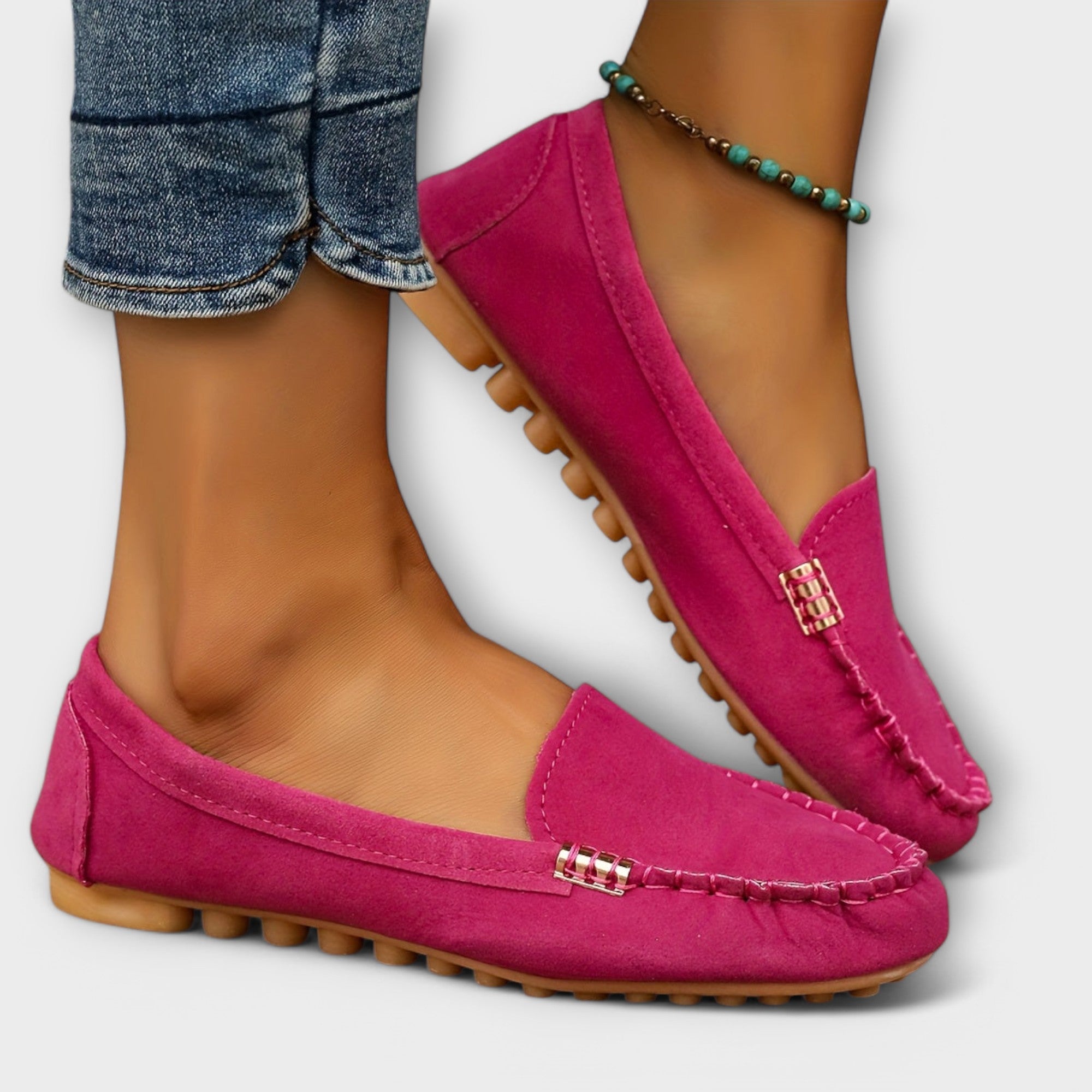 Bertlinde - Türkisfarbene Wildleder-Loafer