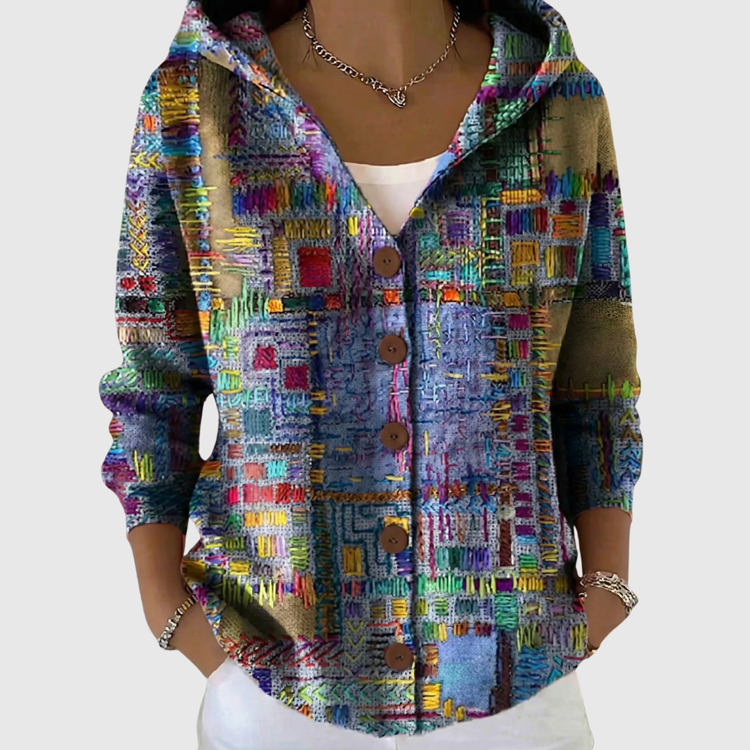 Bequeme Strickjacke mit Kapuze