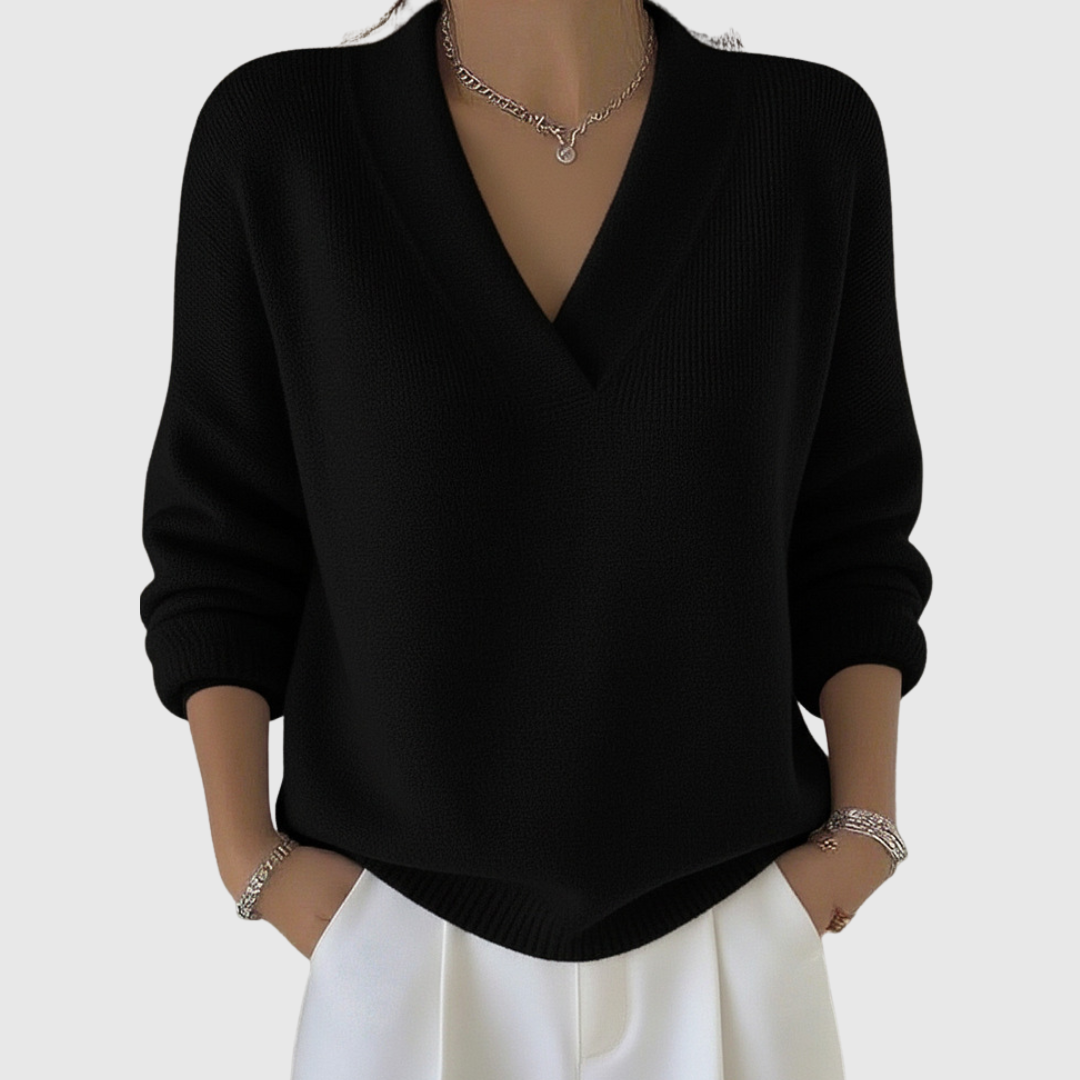 Faye | Weicherer V-Ausschnitt-Pullover in lockerer Passform