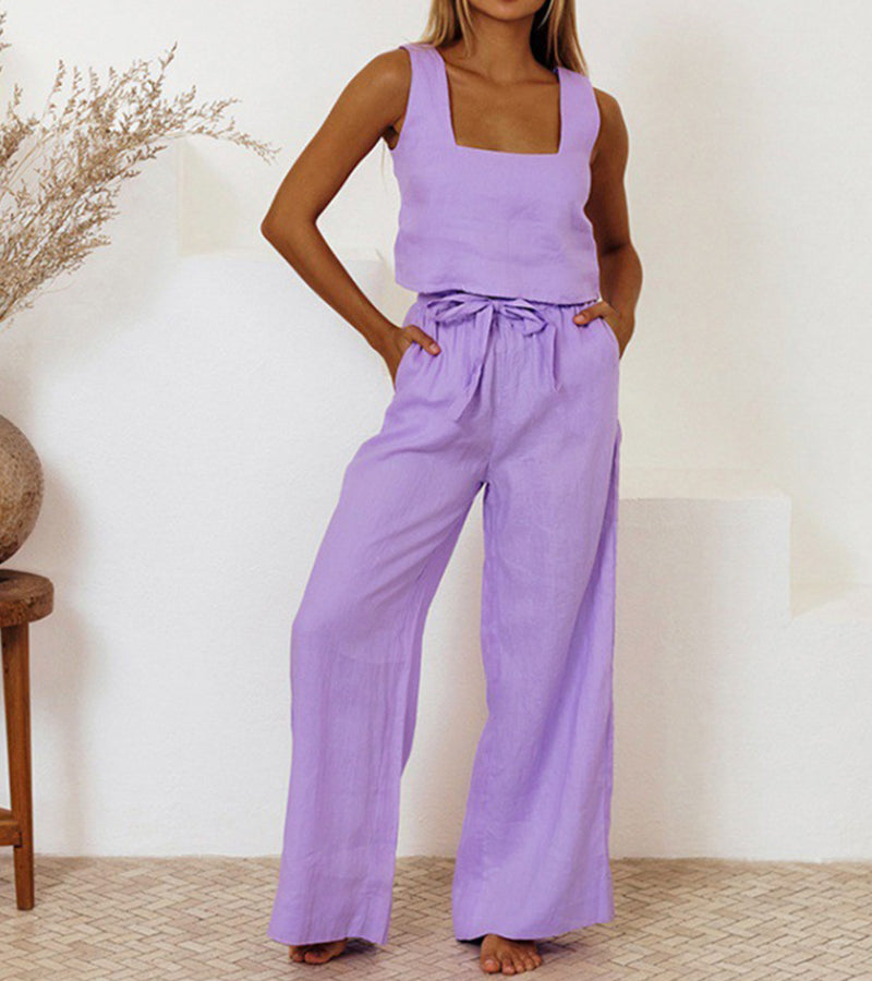 Megan - Minimalistisches Oberteil und ausgestellte Hose (Set)