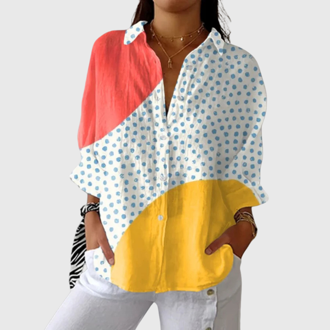 Leichte und farbenfroh bedruckte Bluse