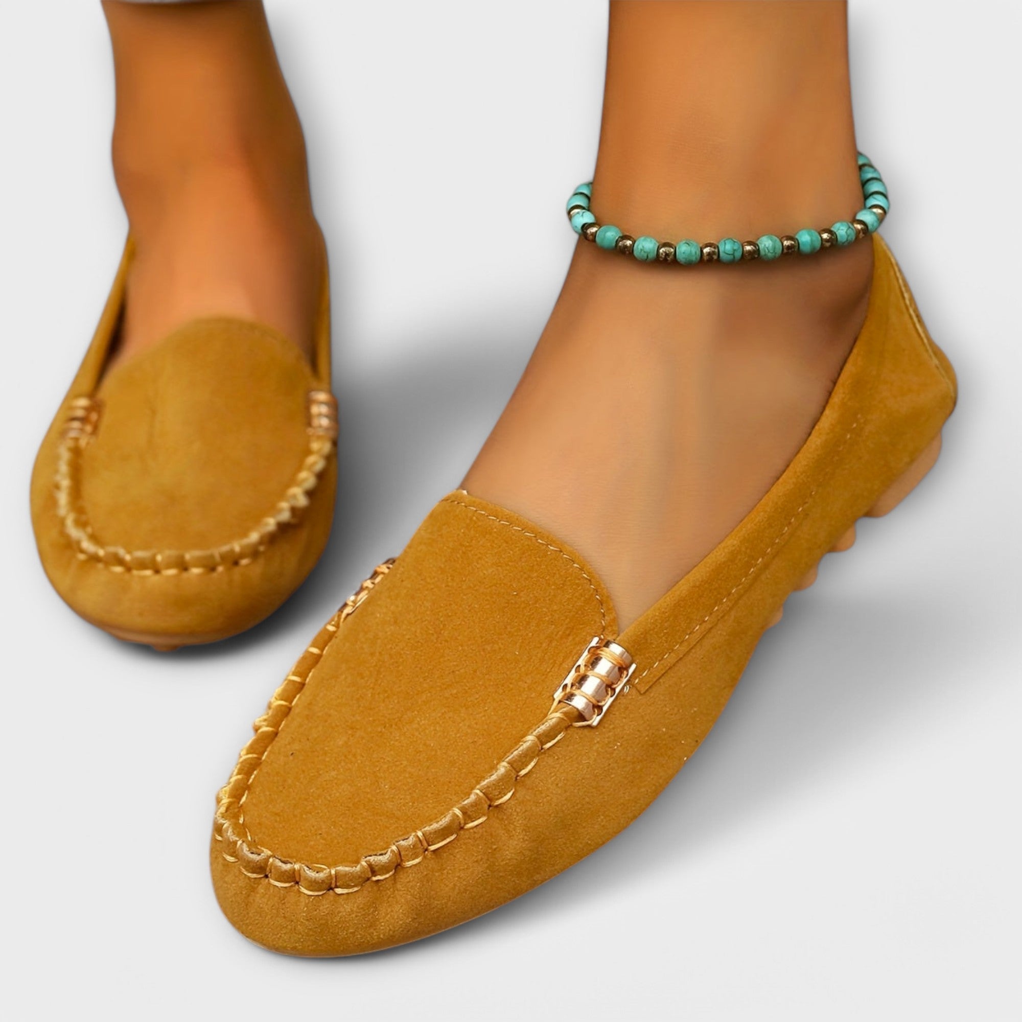 Bertlinde - Türkisfarbene Wildleder-Loafer
