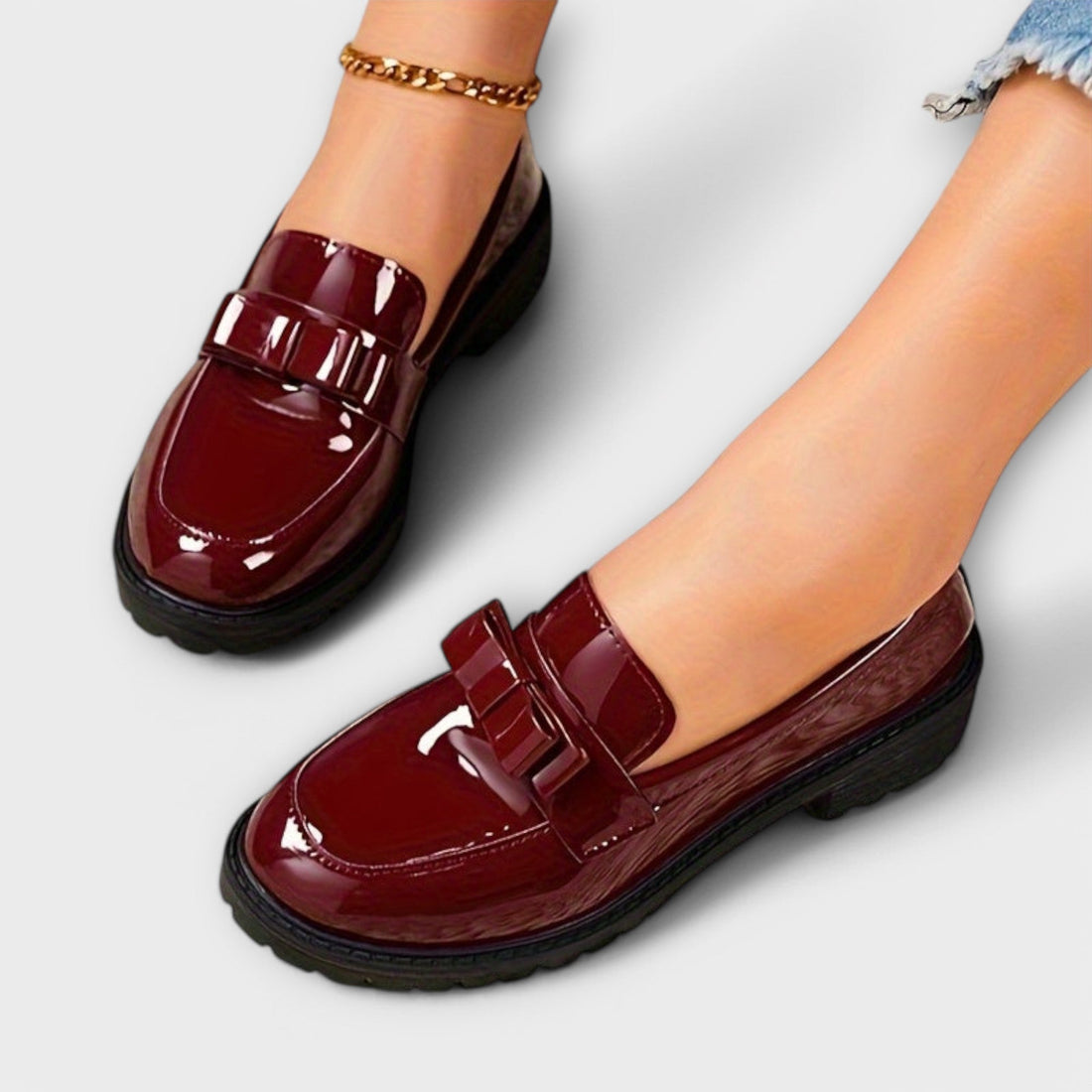 Brunhild - Burgunderrote Lackleder-Loafer