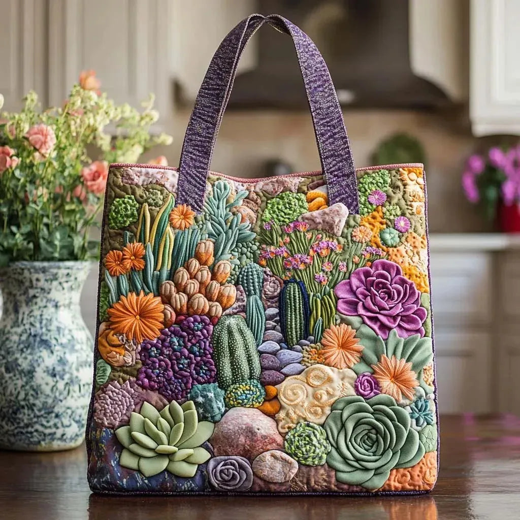 Handgefertigte Tasche - Sukkulenten-Pflanzengarten