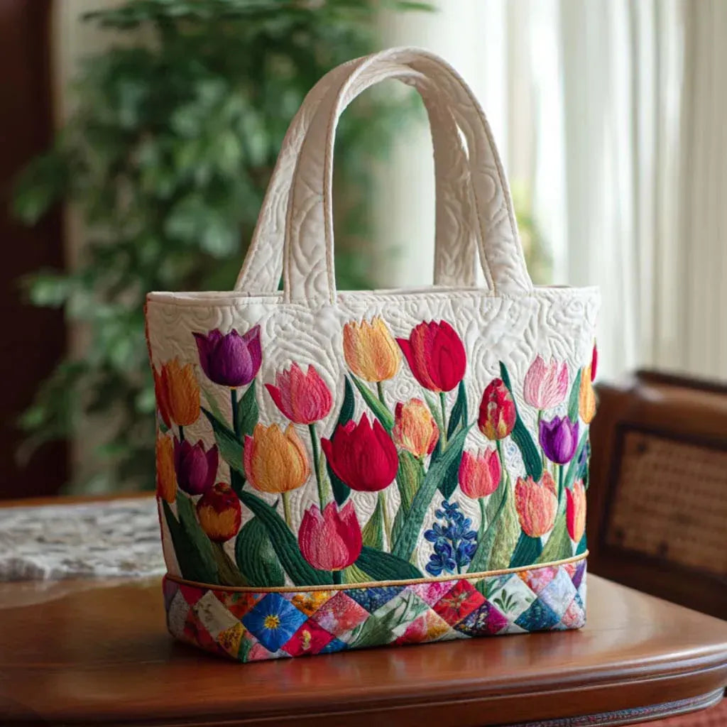 Handgefertigte Tasche - Tulpengarten