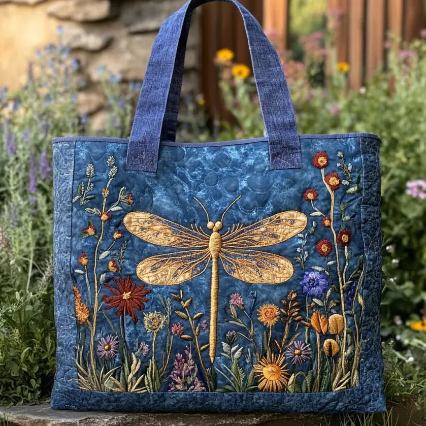 Handgefertigte Tasche - Goldene Libelle