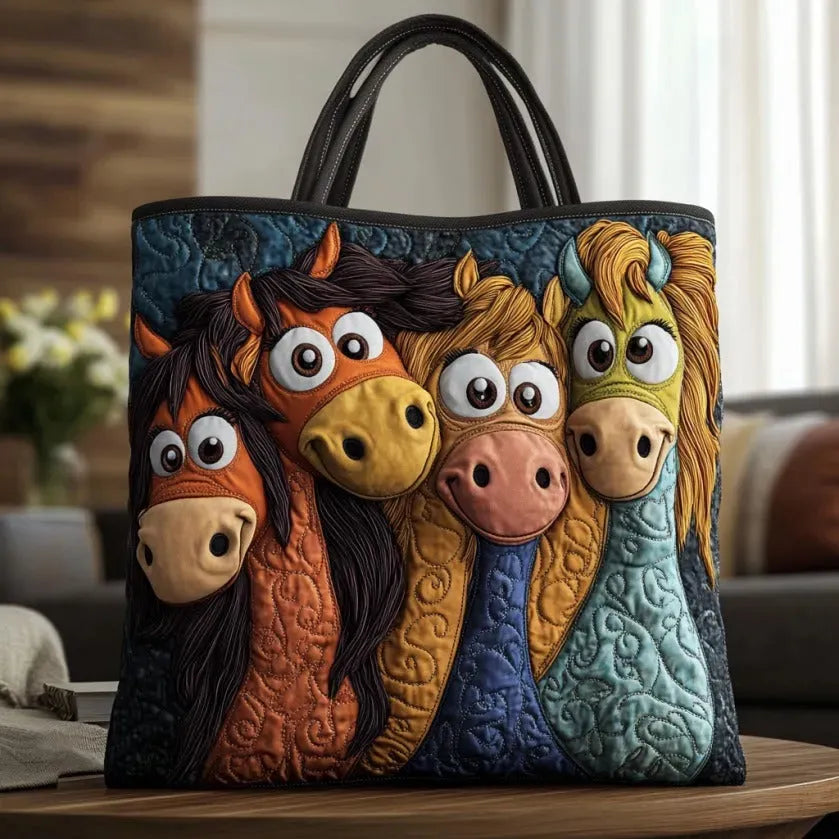 Handgefertigte Tasche - Verspielte Ponys