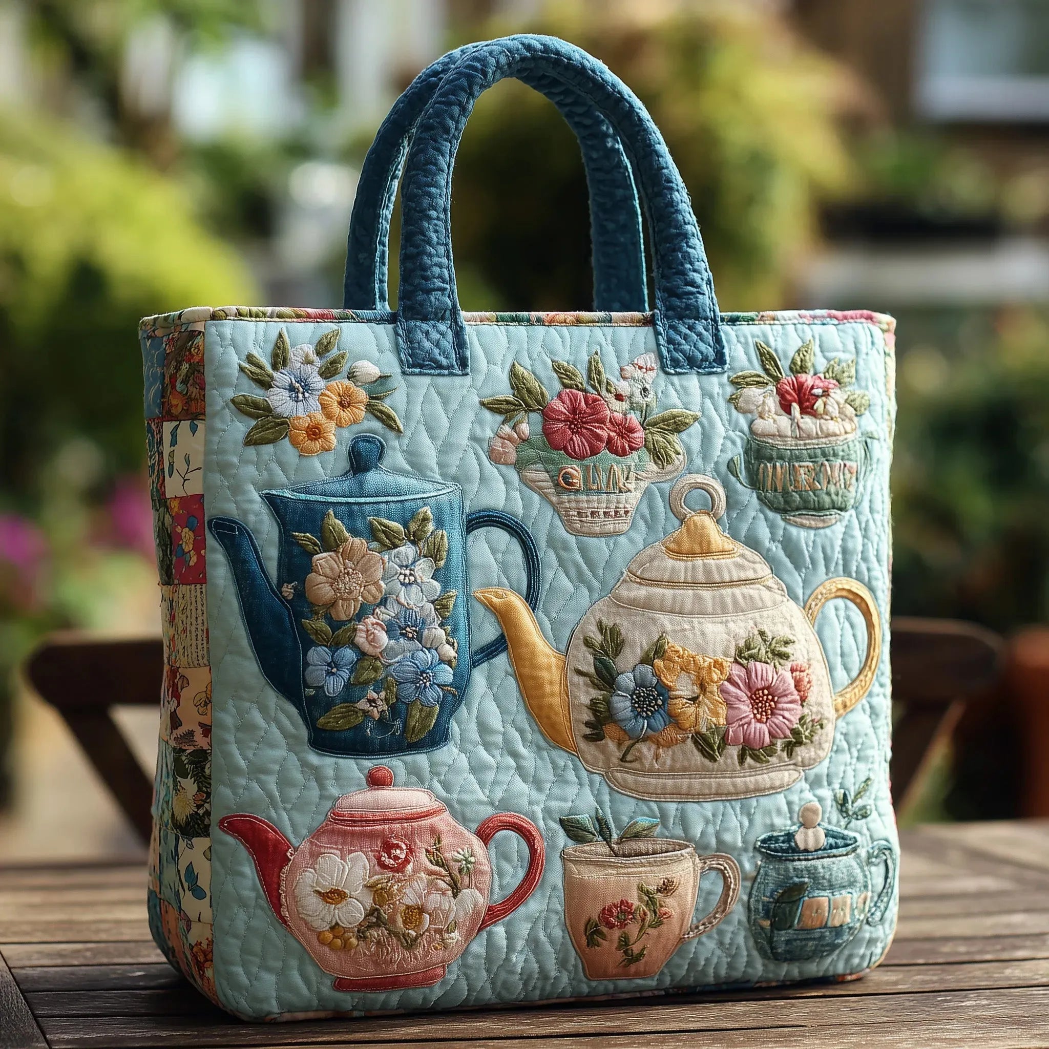 Handgefertigte Tasche - mit Blumenmuster