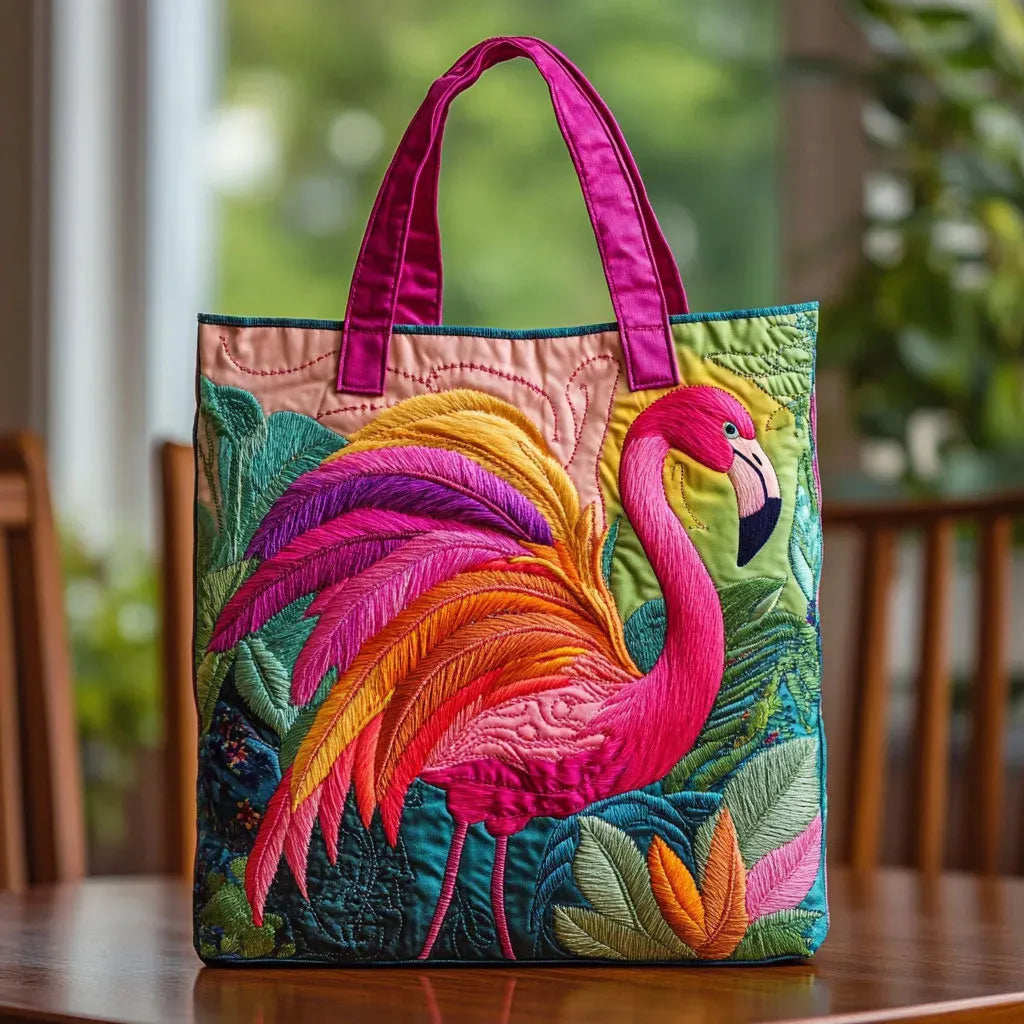 Handgefertigte Tasche - Regenbogenflamingo