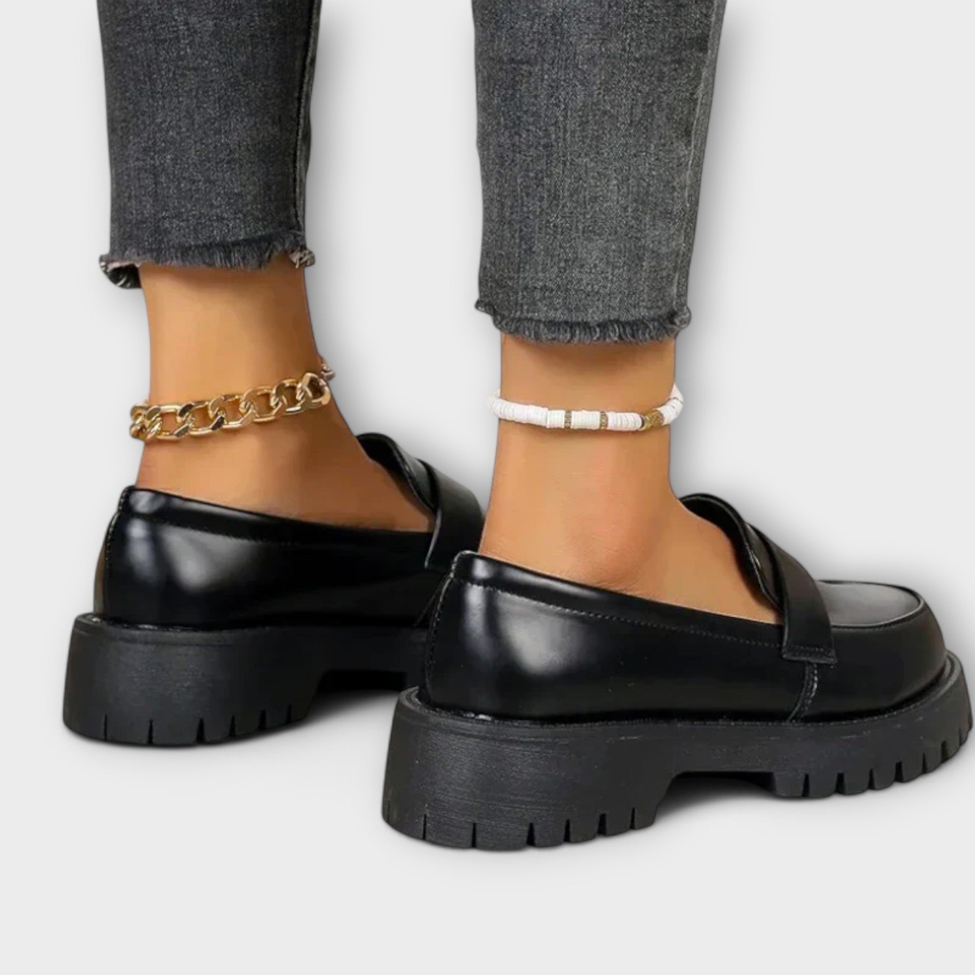 Edelgard - Schwarze Plateau-Loafer