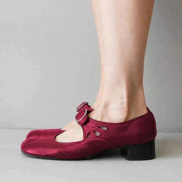 Anna - Vintage-Stil - Elegante Alltagsschuhe mit Schnalle und Blockabsatz