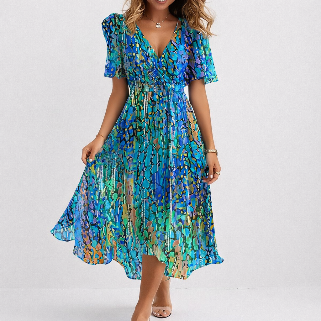 SAPHIR | HIMMELBLAUES MIDI-KLEID IM KÜSTEN-STIL