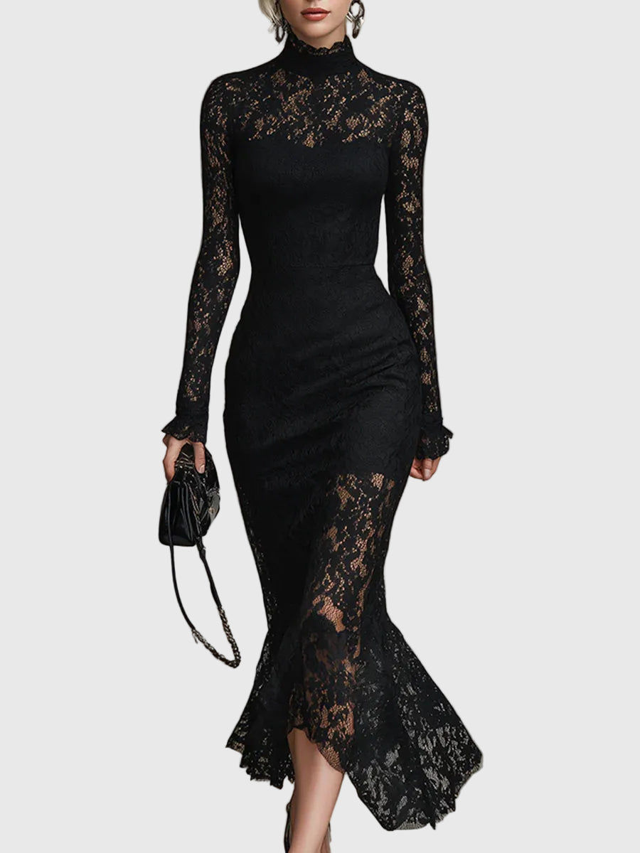 Monica | Elegantes, ausgestelltes Maxikleid aus Spitze