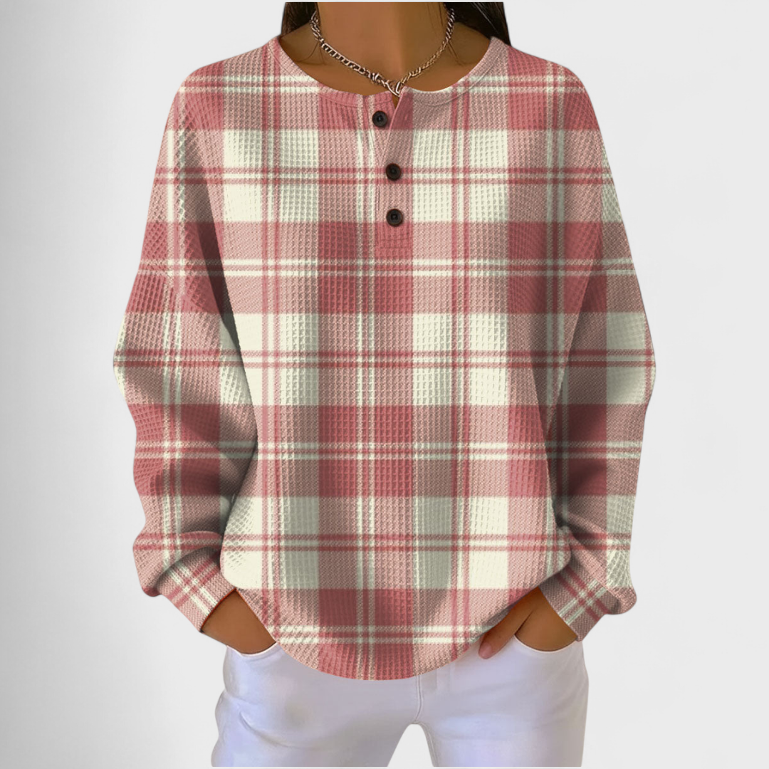Emilie - Rosa Pullover mit Karomuster