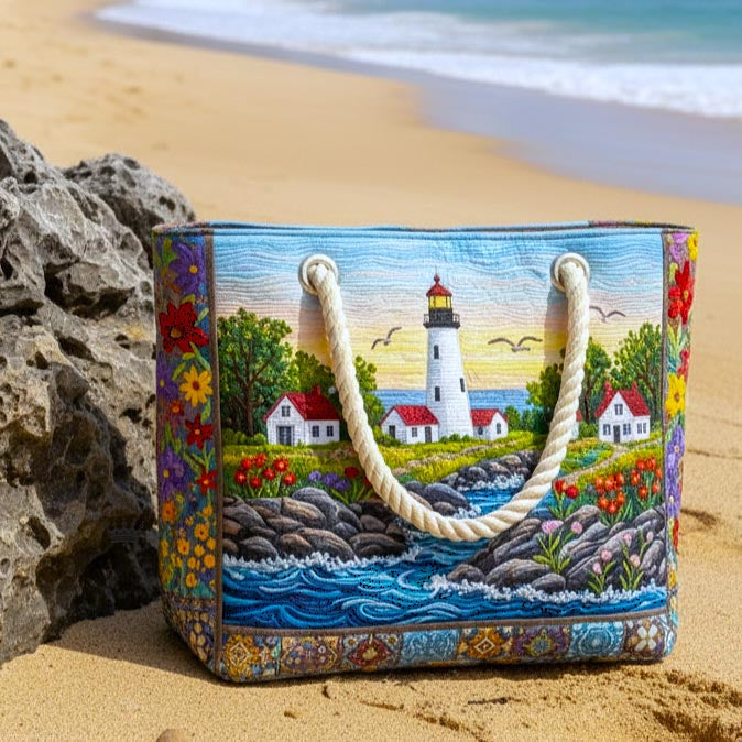 Handgefertigte Strandtasche | Lichtturm-Glanz