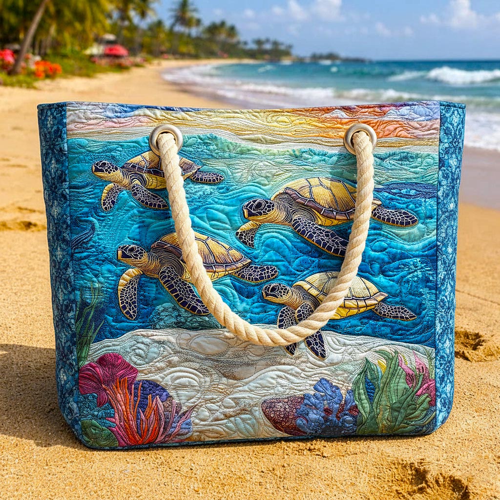 Handgefertigte Strandtasche | Meeresschildkröte