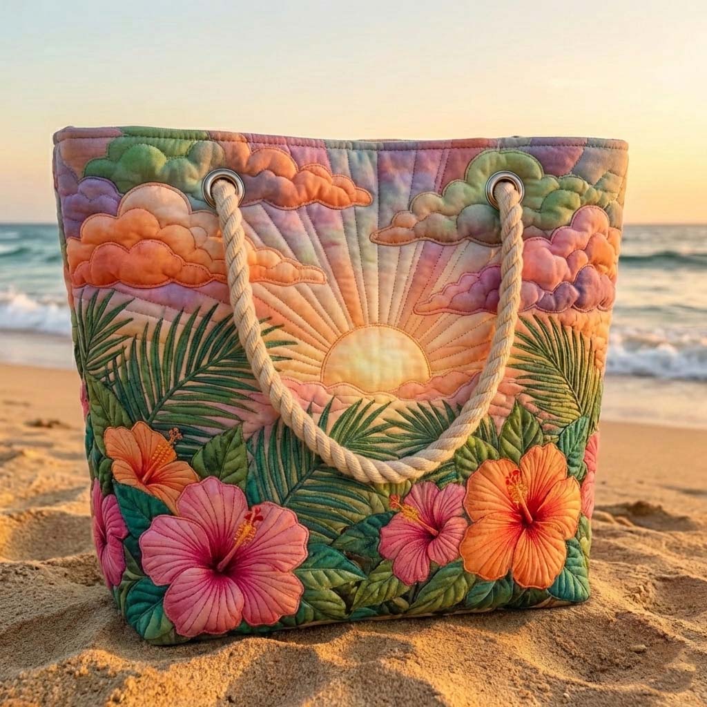 Handgefertigte Strandtasche | Tropische Morgendämmerung