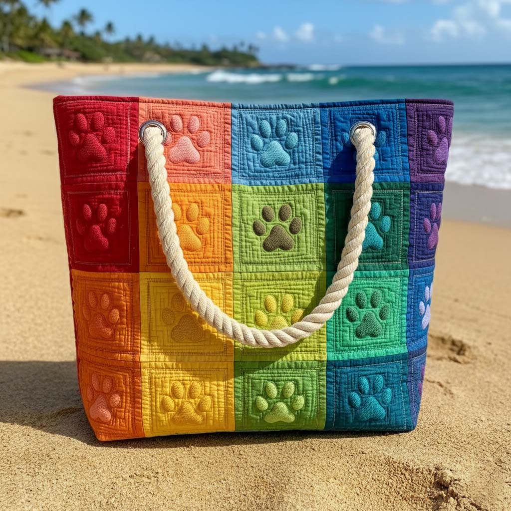 Handgefertigte Strandtasche | Fingerabdruck-Aufnäher