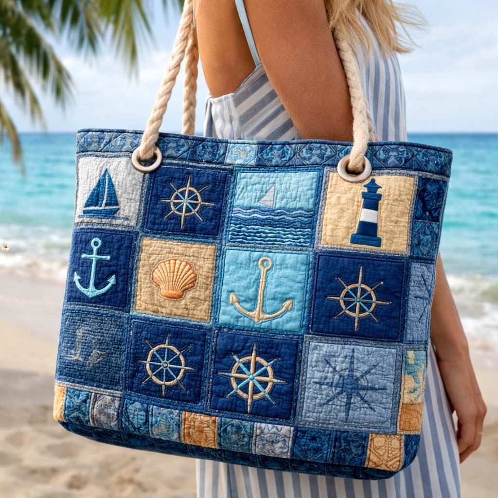 Handgefertigte Strandtasche | Marineblau